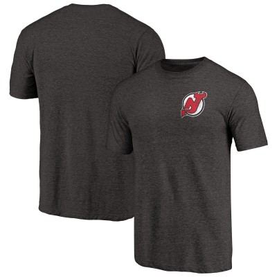 Футболка New Jersey Devils Black Primary Logo Left Chest Distressed Tri-Blend