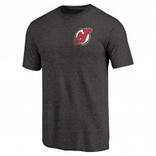 Футболка New Jersey Devils Black Primary Logo Left Chest Distressed Tri-Blend