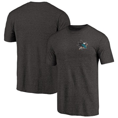 Футболка San Jose Sharks Black Primary Logo Left Chest Distressed Tri-Blend