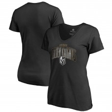 Vegas Golden Knights Womens Arch Smoke V-Neck T-Shirt - Black