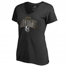 Vegas Golden Knights Womens Arch Smoke V-Neck T-Shirt - Black