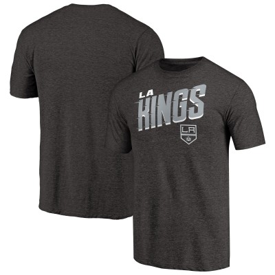 Los Angeles Kings Black Slant Strike Tri-Blend T-Shirt