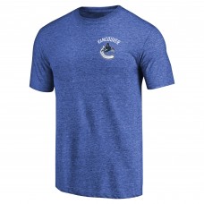Vancouver Canucks Heathered Blue Primary Logo Left Chest Distressed Tri-Blend T-Shirt