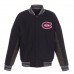 Montreal Canadiens JH Design Wool Poly-Twill Accent Full Snap Jacket - Navy/Charcoal - оригинальная атрибутика Монреаль Канадиенс