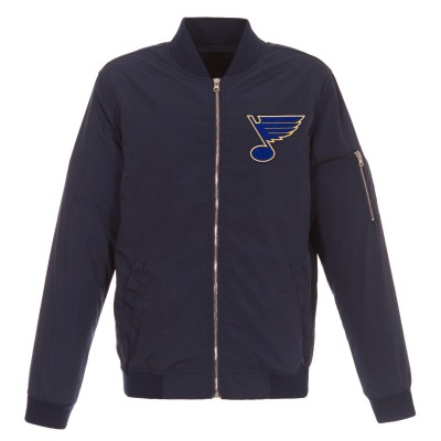 St. Louis Blues JH Design Navy Lightweight Nylon Bomber Jacket