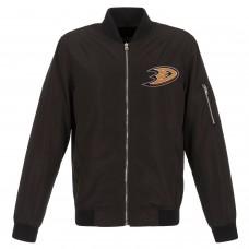 Anaheim Ducks JH Design Lightweight Nylon Bomber Jacket - Black