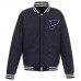 St. Louis Blues JH Design Navy/White Reversible Fleece Jacket with Faux Leather Sleeves
