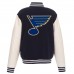 St. Louis Blues JH Design Navy/White Reversible Fleece Jacket with Faux Leather Sleeves