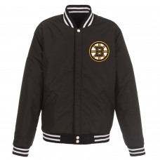 Двусторонняя куртка Boston Bruins JH Design Reversible Fleece Faux Leather Sleeves - Black/White