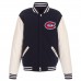 Montreal Canadiens JH Design Reversible Fleece Jacket with Faux Leather Sleeves - Navy/White - оригинальная атрибутика Монреаль Канадиенс