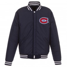 Двусторонняя куртка Montreal Canadiens JH Design Reversible Fleece Faux Leather Sleeves - Navy/White