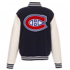 Двусторонняя куртка Montreal Canadiens JH Design Reversible Fleece Faux Leather Sleeves - Navy/White