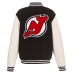 New Jersey Devils JH Design Reversible Fleece Jacket with Faux Leather Sleeves - Black/White