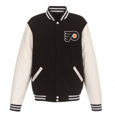 Двусторонняя куртка Philadelphia Flyers JH Design Reversible Fleece Faux Leather Sleeves - Black/White