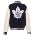 Двусторонняя куртка Toronto Maple Leafs JH Design Reversible Fleece Faux Leather Sleeves - Navy/White