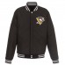 Pittsburgh Penguins JH Design Reversible Fleece Jacket with Faux Leather Sleeves - Black/White