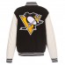 Pittsburgh Penguins JH Design Reversible Fleece Jacket with Faux Leather Sleeves - Black/White