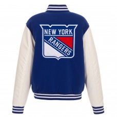 Двусторонняя куртка New York Rangers JH Design Reversible Fleece Faux Leather Sleeves - Royal/White