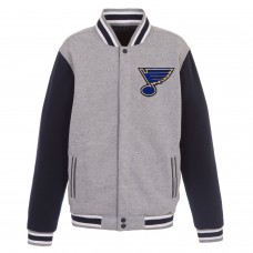 St. Louis Blues JH Design Embroidered Reversible Full Snap Fleece Jacket- Gray/Navy