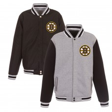 Куртка на кнопках Boston Bruins JH Design Embroidered Reversible Fleece - Gray/Black