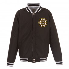 Куртка на кнопках Boston Bruins JH Design Embroidered Reversible Fleece - Gray/Black Куртка на кнопках Boston Bruins JH Design Embroidered Reversible Fleece - Gray/Black