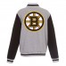 Куртка на кнопках Boston Bruins JH Design Embroidered Reversible Fleece - Gray/Black