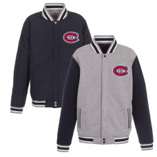 Куртка Montreal Canadiens JH Design Embroidered Reversible Fleece- Gray/Navy