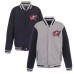Columbus Blue Jackets JH Design Embroidered Reversible Full Snap Fleece Jacket- Gray/Navy