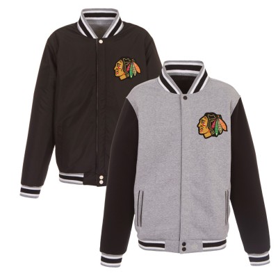 Куртка на кнопках Chicago Blackhawks JH Design Embroidered Reversible Fleece - Gray/Black