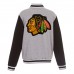 Куртка на кнопках Chicago Blackhawks JH Design Embroidered Reversible Fleece - Gray/Black