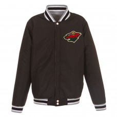 Minnesota Wild JH Design Embroidered Reversible Full Snap Fleece Jacket- Gray/Black
