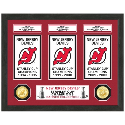 New Jersey Devils Highland Mint 12 x 15 3-Time Stanley Cup Champions Banner Collection Photo Mint