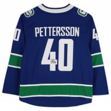 Autographed Vancouver Canucks Elias Pettersson Fanatics Authentic Blue Fanatics Breakaway Jersey