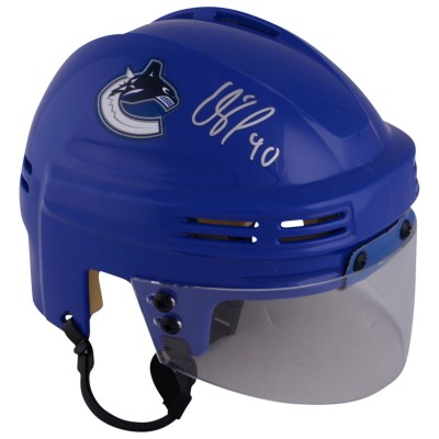 Autographed Vancouver Canucks Elias Pettersson Fanatics Authentic Blue Mini Helmet