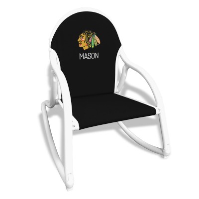 Black Chicago Blackhawks Childrens Personalized Rocking Chair