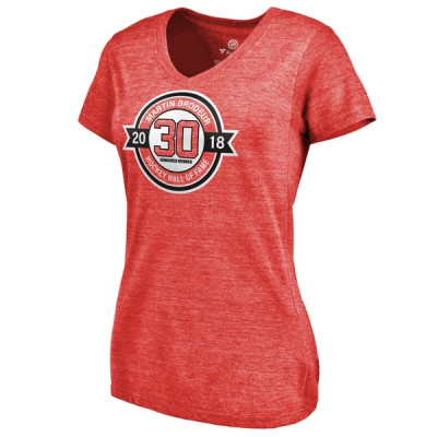 Женская футболка New Jersey Devils Martin Brodeur Fanatics Red Hall of Fame V-Neck Tri-Blend