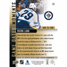 Unsigned Winnipeg Jets Patrik Laine 2018-19 Upper Deck Game Dated Moments #25 Trading Card - Five-Goal Game