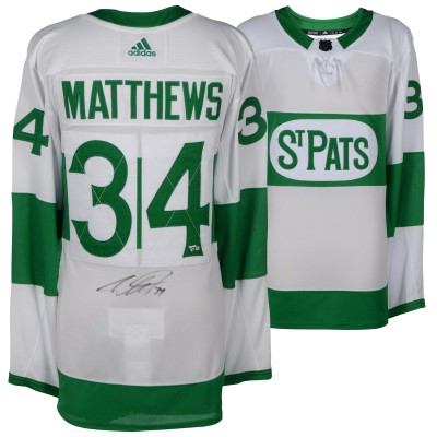 Игровая джерси Autographed Toronto Maple Leafs Auston Matthews Fanatics Authentic Green Toronto St. Pats Adidas Authentic
