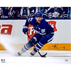Autographed Toronto Maple Leafs John Tavares Fanatics Authentic 16 x 20 Blue Jersey Turning Photograph