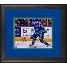 Autographed Vancouver Canucks Elias Pettersson Fanatics Authentic Framed 8 x 10 Blue Jersey Shooting Photograph