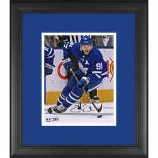 Autographed Toronto Maple Leafs John Tavares Fanatics Authentic Framed 8 x 10 Blue Jersey Skating with Puck Photograph