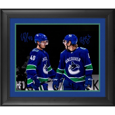 Autographed Vancouver Canucks Brock Boeser & Elias Pettersson Fanatics Authentic Framed 16 x 20 Spotlight Photograph