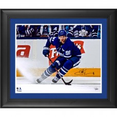 Autographed Toronto Maple Leafs John Tavares Fanatics Authentic Framed 16 x 20 Blue Turning Photograph