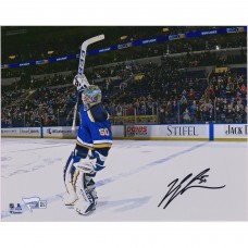 Autographed St. Louis Blues Jordan Binnington Fanatics Authentic 8 x 10 Stick Salute Photograph