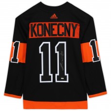 Игровая джерси Autographed Philadelphia Flyers Travis Konecny Fanatics Authentic Black Adidas Authentic