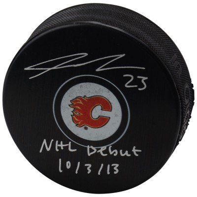 Шайба Sean Monahan Calgary Flames Fanatics Authentic Autographed Hockey with NHL Debut 10/3/13 Inscription