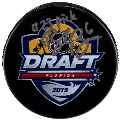 Шайба с автографом Brock Boeser Vancouver Canucks Fanatics Authentic Autographed 2015 NHL Draft Logo with #23 Pick Inscription