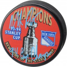 Autographed New York Rangers Mike Richter Fanatics Authentic 1994 Stanley Cup Champions Logo Hockey Puck with 94 SC Champs Inscription Autographed New York Rangers Mike Richter Fanatics Authentic 1994 Stanley Cup Champions Logo Hockey Puck with 94 SC Champs Inscription