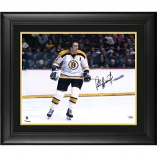Autographed Boston Bruins Phil Esposito Fanatics Authentic Framed 16 x 20 White Jersey Skating Horizontal Photograph