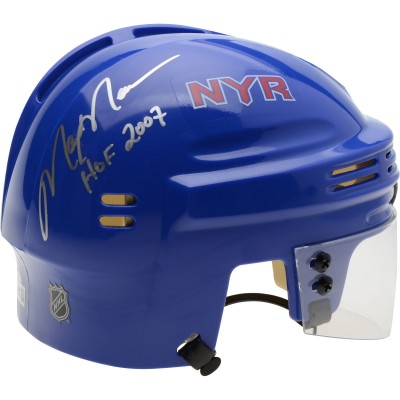 Autographed New York Rangers Mark Messier Fanatics Authentic Blue Mini Helmet with HOF 2007 Inscription
